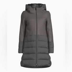 Herno Gray Wool + Nylon Quilted Down Coat